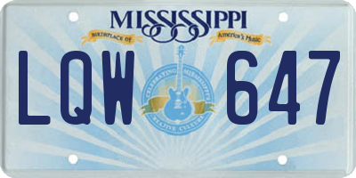 MS license plate LQW647