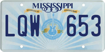 MS license plate LQW653