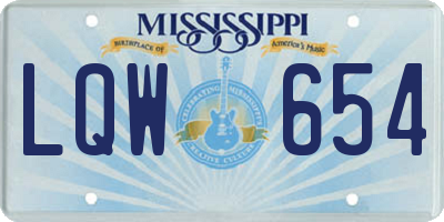 MS license plate LQW654