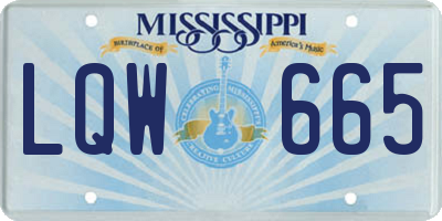 MS license plate LQW665