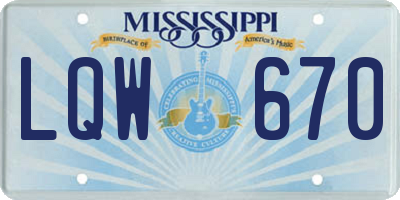 MS license plate LQW670