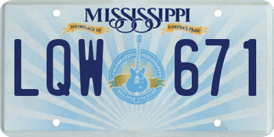 MS license plate LQW671