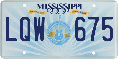 MS license plate LQW675