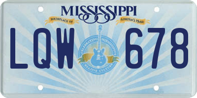 MS license plate LQW678