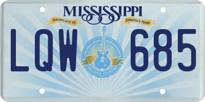 MS license plate LQW685