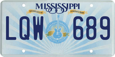 MS license plate LQW689