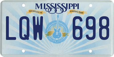 MS license plate LQW698