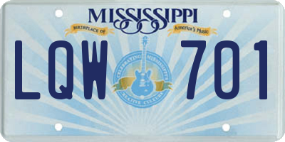 MS license plate LQW701