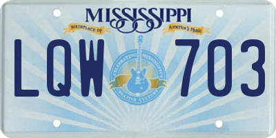 MS license plate LQW703