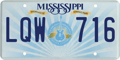MS license plate LQW716