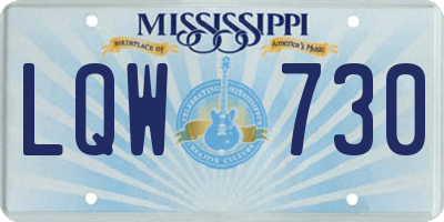 MS license plate LQW730