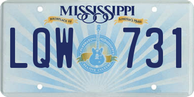 MS license plate LQW731