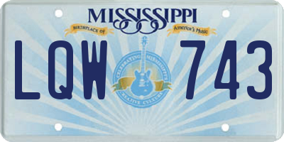 MS license plate LQW743