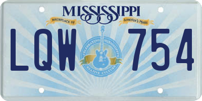 MS license plate LQW754