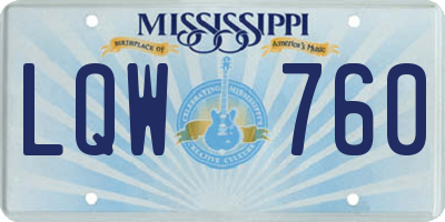 MS license plate LQW760