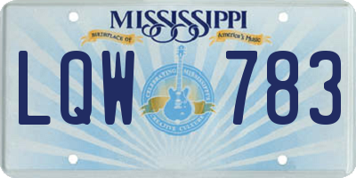 MS license plate LQW783