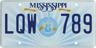 MS license plate LQW789