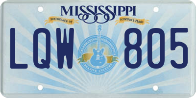 MS license plate LQW805