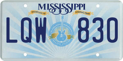 MS license plate LQW830