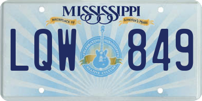 MS license plate LQW849