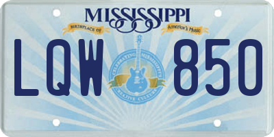 MS license plate LQW850