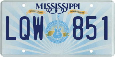 MS license plate LQW851