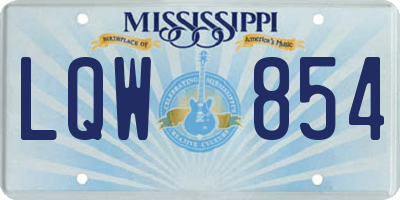 MS license plate LQW854