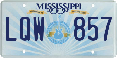 MS license plate LQW857
