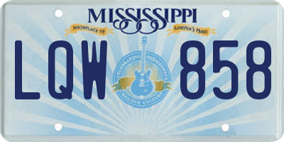 MS license plate LQW858