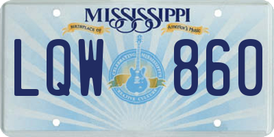 MS license plate LQW860
