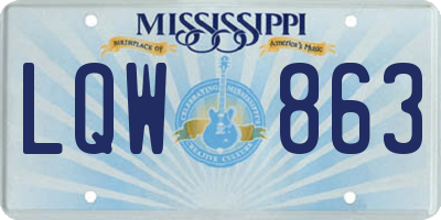MS license plate LQW863