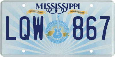 MS license plate LQW867