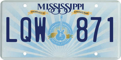 MS license plate LQW871