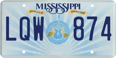 MS license plate LQW874