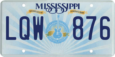 MS license plate LQW876