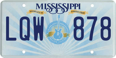 MS license plate LQW878