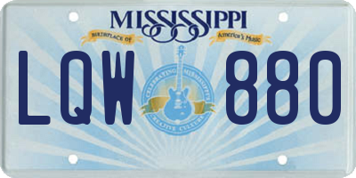 MS license plate LQW880
