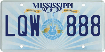 MS license plate LQW888