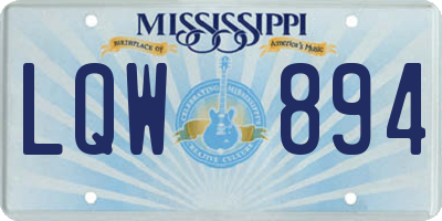 MS license plate LQW894