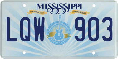 MS license plate LQW903