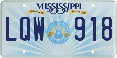 MS license plate LQW918
