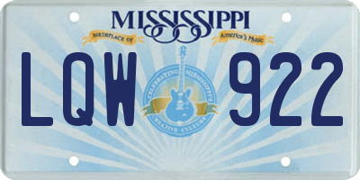 MS license plate LQW922