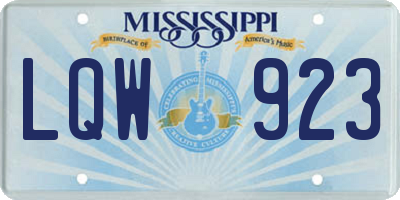 MS license plate LQW923