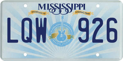 MS license plate LQW926