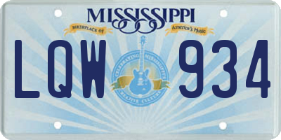 MS license plate LQW934