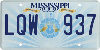 MS license plate LQW937