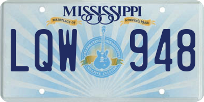 MS license plate LQW948