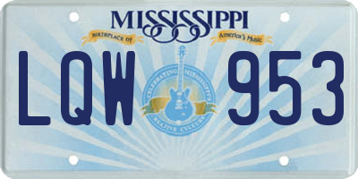 MS license plate LQW953