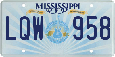 MS license plate LQW958