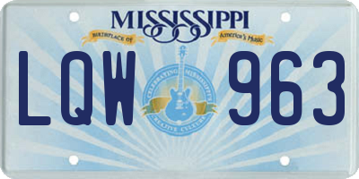 MS license plate LQW963
